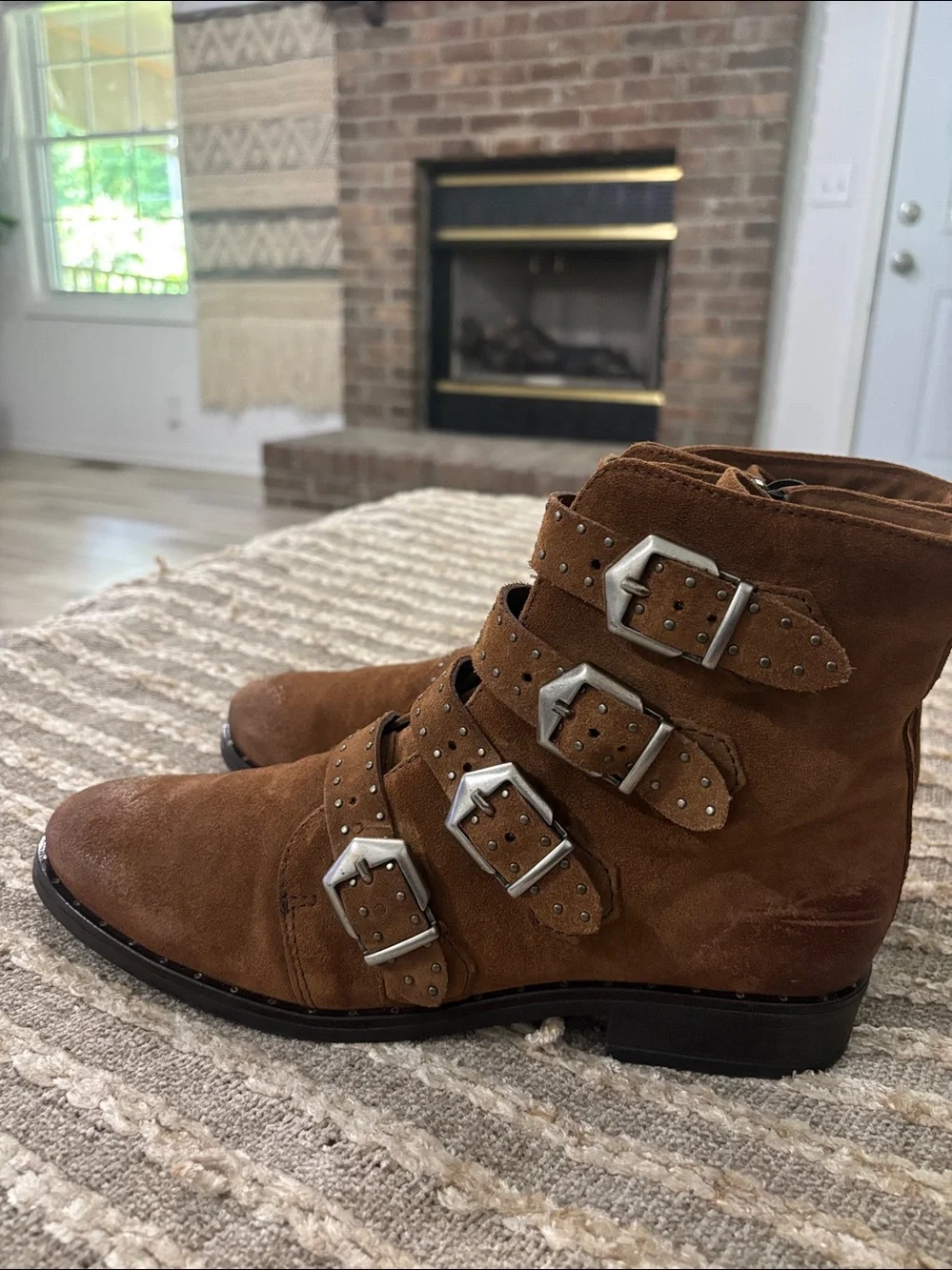 Miz Mooz Brown Suede Leather Buckle Ankle Boots - Edgy - EU 42 US 10.5/11